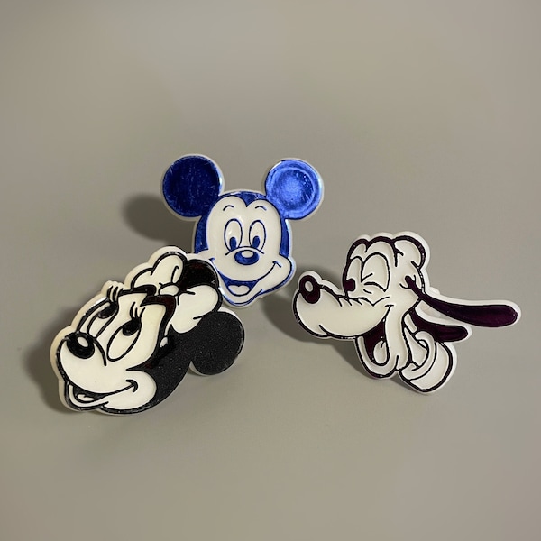 vintage Disney Plastic Rings SET, Pluto Mickey & Minnie Plastic Jewellery, 80's Kids Ring