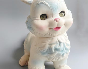 Conejito de Edward Mobley con chirrido, juguete de goma vintage de Pinkie la coneja, juguetes kitsch de los años 60, conejito vintage con chirrido y ojos parpadeantes.