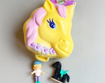 Set de poni de Polly Pocket vintage para montar a caballo - Desfile de mascotas de 1994