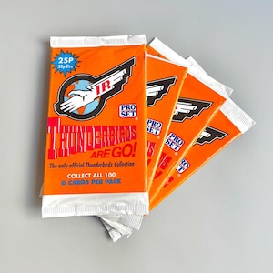 Thunderbirds Sammelkarten, versiegelt Vintage Thunderbird Pro Set, Sammler Sticker Packs 90er Jahre Thunderbirds Are Go Cards Gerry Anderson