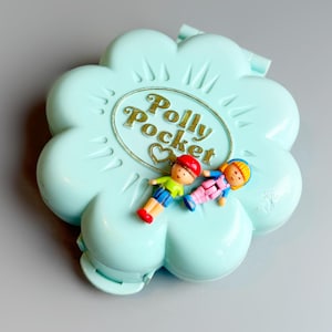 Kwiaciarnia Midges KOMPLETNY Midge & Titch Niebieski Kwiat Kompaktowy, 1990 Zestaw Kwiaciarnia Polly Pocket