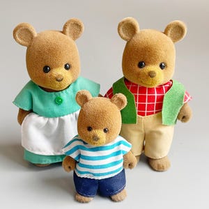 Maple Town Bobby Bear Family, CHOOSE YOUR OWN, Mini Vintage Flocked 90&#39;s Figures, Sylvanian Families Type Bears Retro