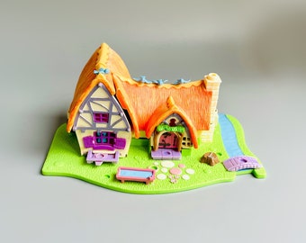 Disney Polly pocket 1995 Blanche-Neige et cottage des sept nains, maison vintage Disney Polly Pocket Blanche-Neige Merlebleu vintage