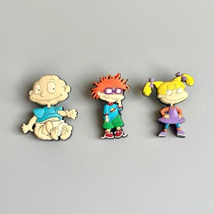 Rugrats Pin Badges, CHOOSE YOUR OWN, 2000&#39;s Nickelodeon Rnib Pin Badges, Tommy Pickles, Angelica Pickles, Chuckie & Lil, Rubber Badges