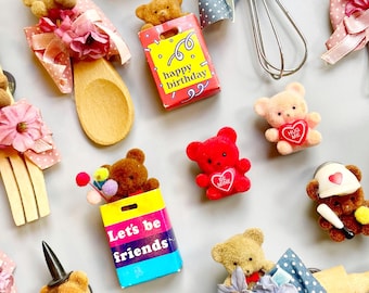 Vintage 80's Flocked Miniature Bear Magnets, CHOOSE YOUR OWN, Tiny Furry Bear Figures, Mini Flocked Bears, Beau Bear Russ Berrie Type 80'S