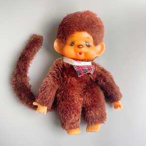 Vintage Monchhichi type Monkey Plush, 8&quot; Thumb Sucking Monkey 70&#39;s Vintage Mon Chi Chi Beanie
