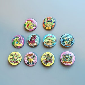 Vintage Teenage Mutant Ninja Turtles Button Badges, CHOOSE YOUR OWN, 90's Tmnt Pin Badges, Cowabunga, Michaelangelo, Donatello Etc