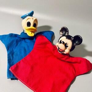 Original Disney Vintage Hand Puppets, Vintage Mickey Mouse, Rare Vintage Donald Duck Rubber Hand Puppets, 50’s Disney, 60’s Mickey