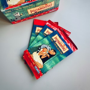 Cartes à collectionner scellées Pocahontas Disney vintage, cartes à collectionner Disney vintage des années 90, cartes Disney à collectionner neuves dans le pack