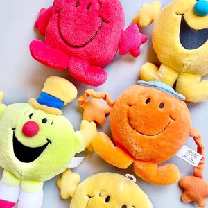 Mr Men Plush, CHOOSE YOUR OWN, Mr Happy Golden Bear 90&#39;s Retro Mr Men Fluffy Plush 6&quot; Smiley,Mr Strong, Mr Mischief, Mr Tickle, Mr Mischief