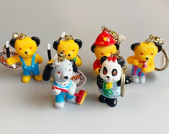 Vintage Sooty & Sweep Nyckelringar, VÄLJ DIN EGNA, Vintage Plast Sooty Sweep Soo Panda Minifigur Nyckelringar Artoy 80-tal