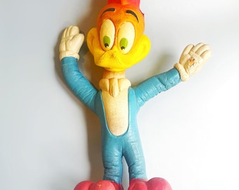 Figura de espuma flexible de Woody Woodpecker, rara de 1975. Walter Lantz Woodpecker, muñeco flexible de espuma de los años 70, dibujo animado de Woodpecker de 12 pulgadas.