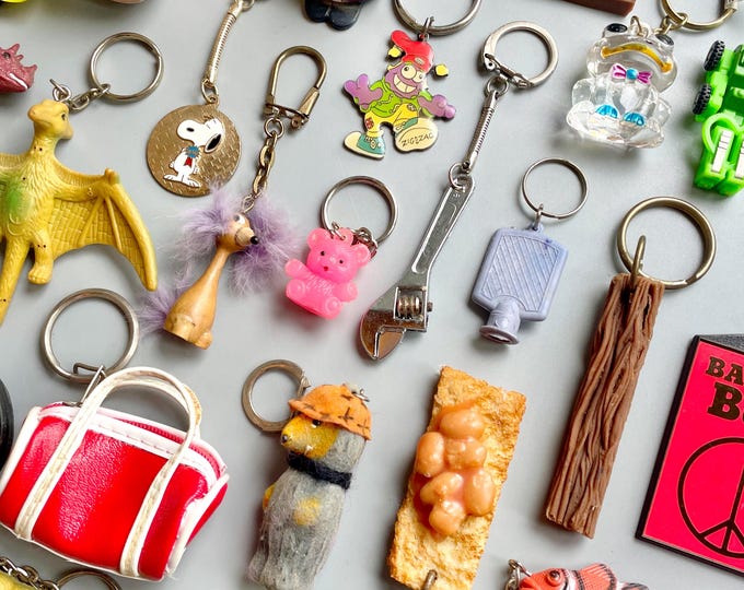 90’s Keychains- CHOOSE YOUR OWN- Nostalgic Keyrings, Novelty Food 80's Novelty Food, Dinosaurs, Wombles, Poodle, Kitsch Key Ring Zig Zag