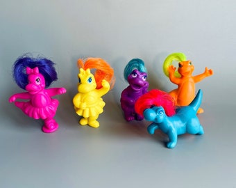 Mini Darlin’ Dinos, 90’s Dinosaurs With Long Hair, Cute Rainbow 90’s Darling Dinos Mini Toys Meritus