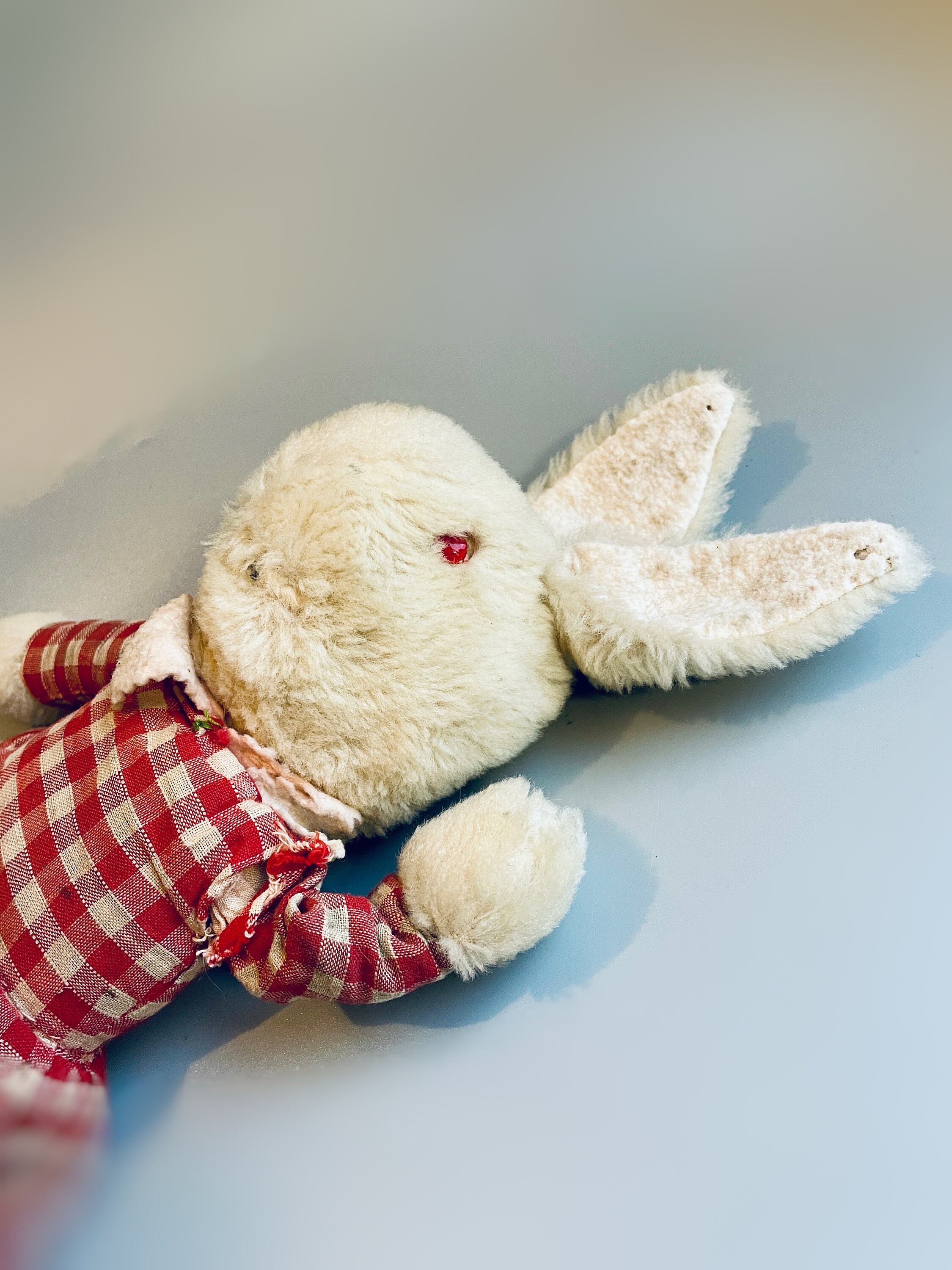 Red Colour Rabbit Teddy Vintage Albino Rabbit Teddy, Straw Stuffed Vintage Plush Rabbit Teddy ...