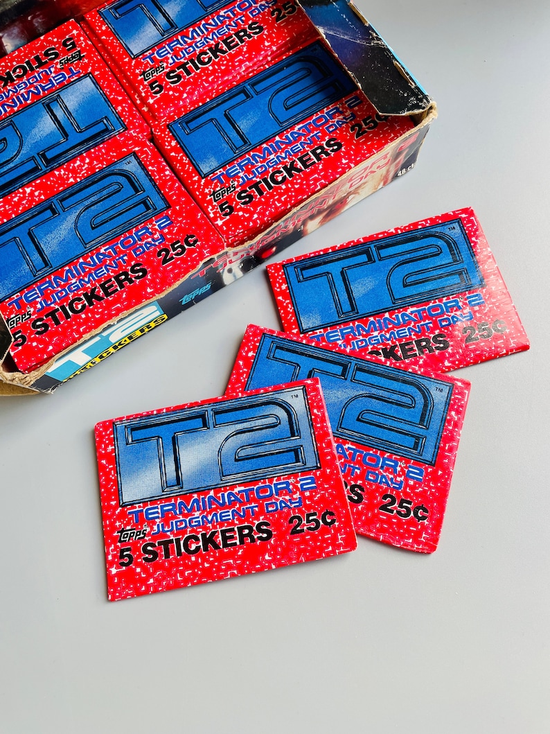 Terminator 2 Sticker Cards Terminator Judgement Day Sticker Packs, Topps 1992 Terminator Trading ...