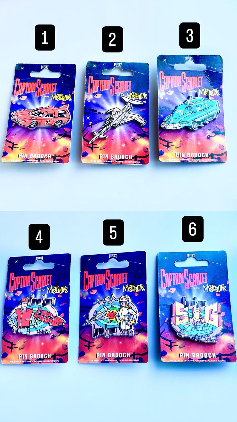 Captain Scarlet Vintage Pin Badges CHOOSE YOUR OWN Captain Scarlet captain-scarlet-vintage-pin-badges-choose-your-own-captain-scarlet