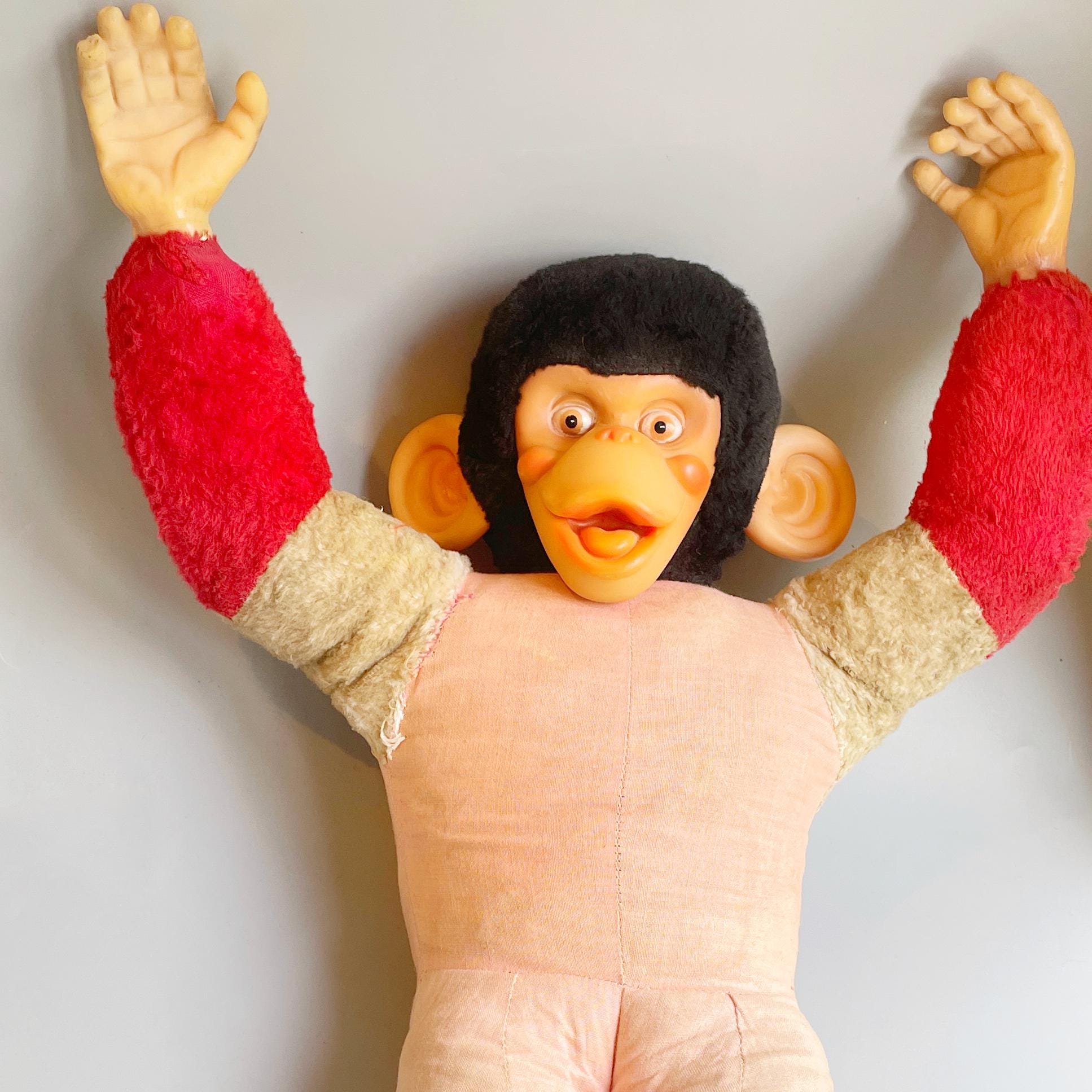Vintage Jacko Monkey 60s 1970s, Chimp Monkey Plush, Large Chimp