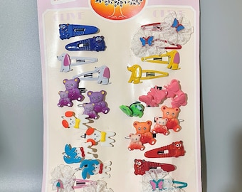 Vintage Kitsch Hair Clips, Colourful Tacky Plastic Hair Accessories, Fun Animal Hair Slides Vintage Old Stock