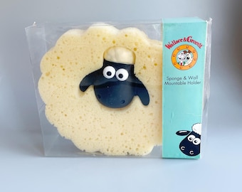 Esponja y soporte de Shaun The Sheep, Shaun The Sheep, mercancía vintage de Wallace Gromit de Aardman Animation en caja