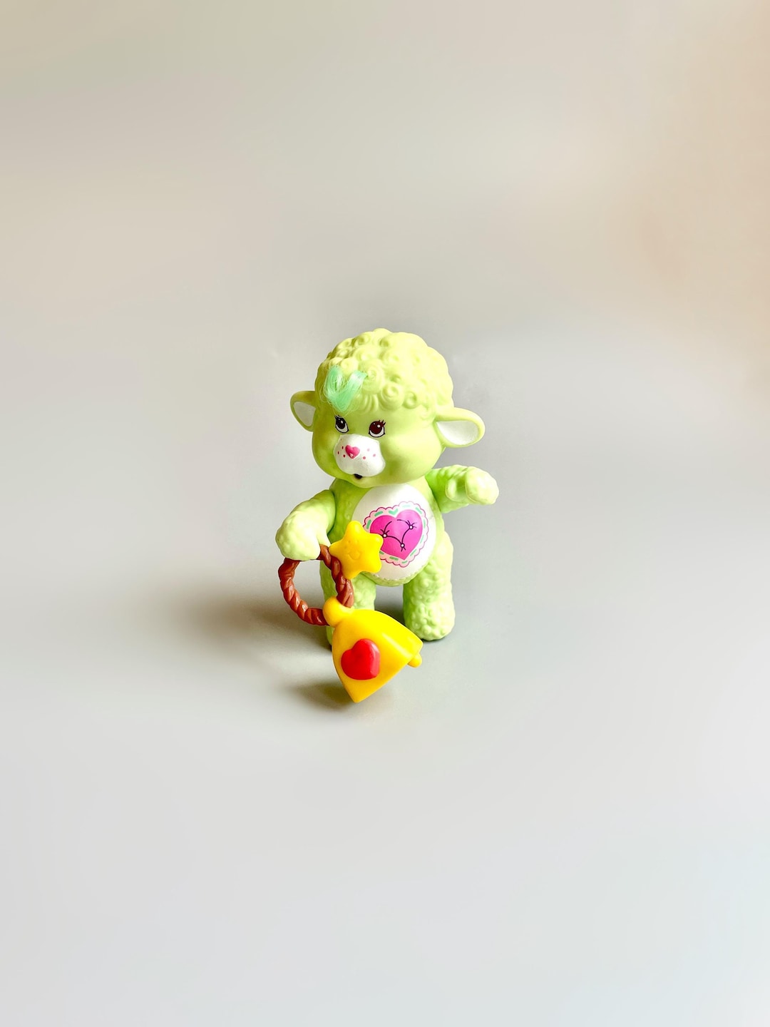 Vintage Gentle Heart Lamb Bell, Posable Care Bear Figure Lamb