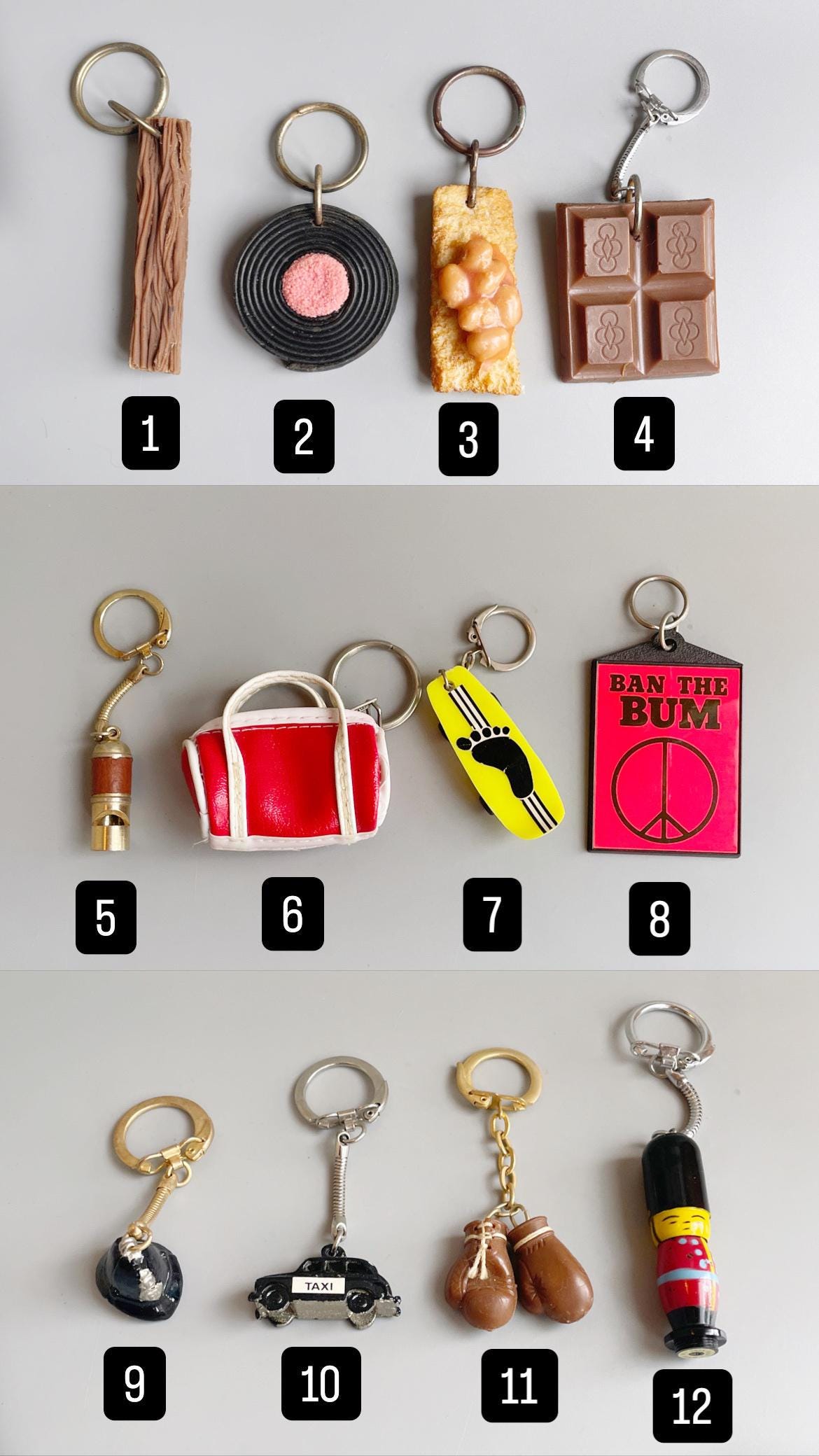 90's Keychains- CHOOSE YOUR OWN- Nostalgic Keyrings, Novelty Food