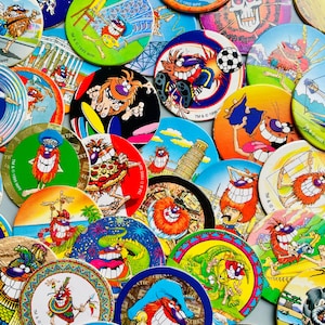 Round Pogs 90's Pogs, Vintage Pogs Lucky Dip With SLAMMERS, 90's World Tour Pog ...