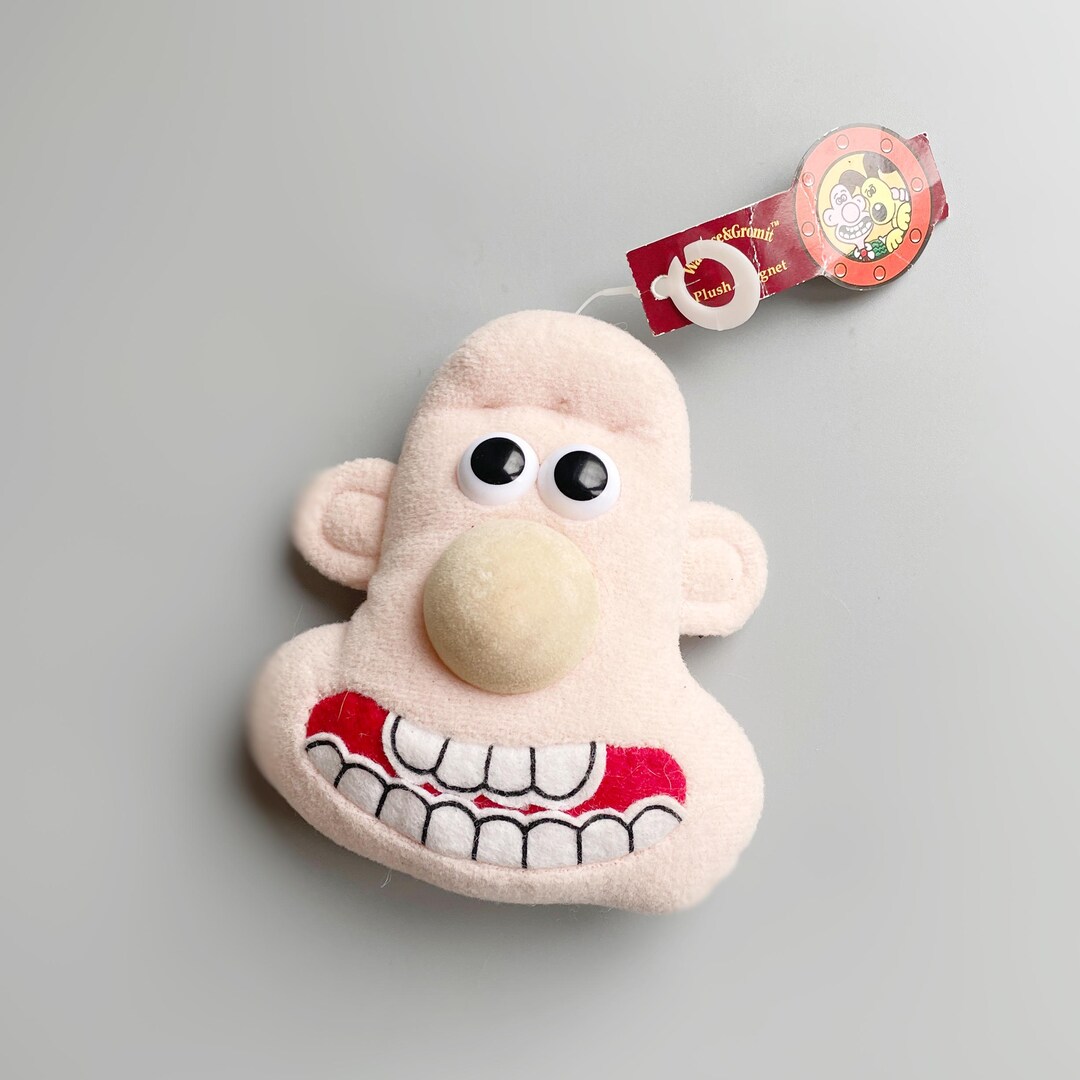 マグネットウォレスとグルミット　グルミットのぬいぐるみ　マグネット ウォレスとグルミットのぬいぐるみマグネット、ウォレスの顔の