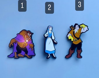 Vintage Beauty and the Beast Plastic Pin Badges, CHOOSE YOUR OWN