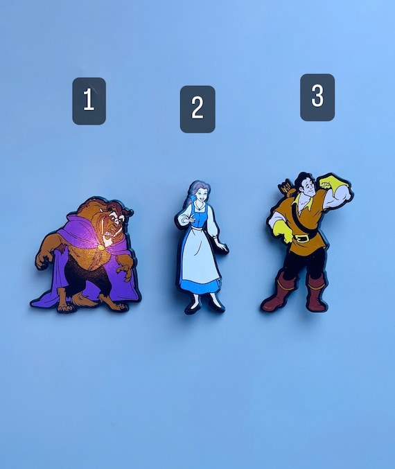 Vintage Beauty and the Beast Plastic Pin Badges, CHOOSE YOUR OWN
