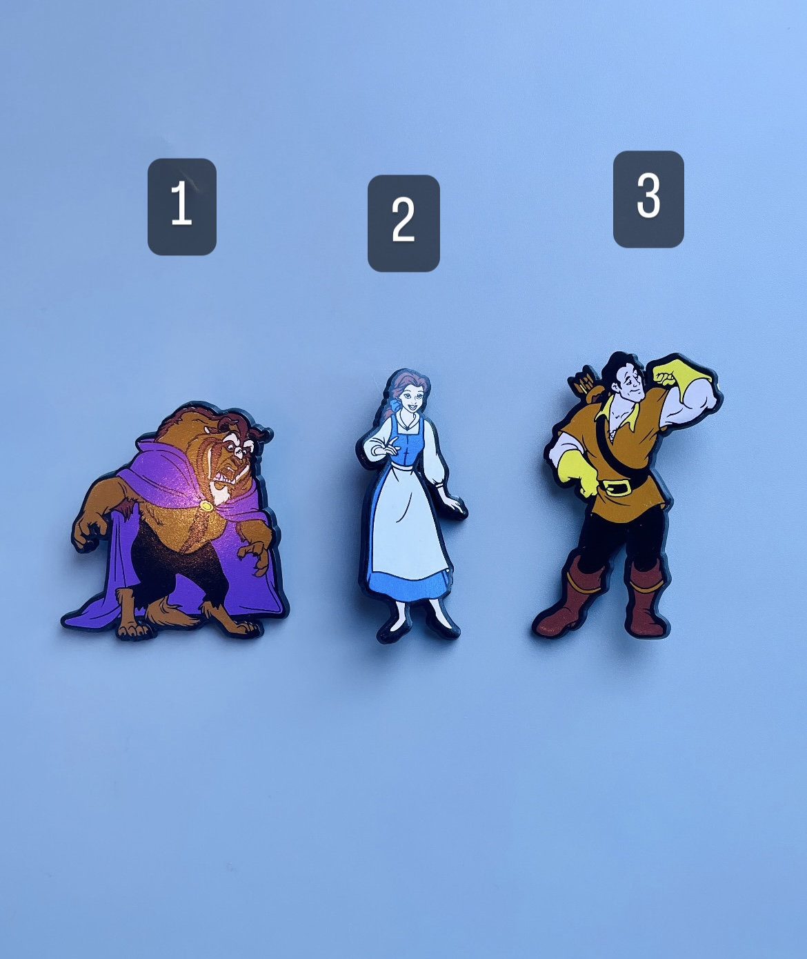 Vintage Beauty and the Beast Plastic Pin Badges, CHOOSE YOUR OWN