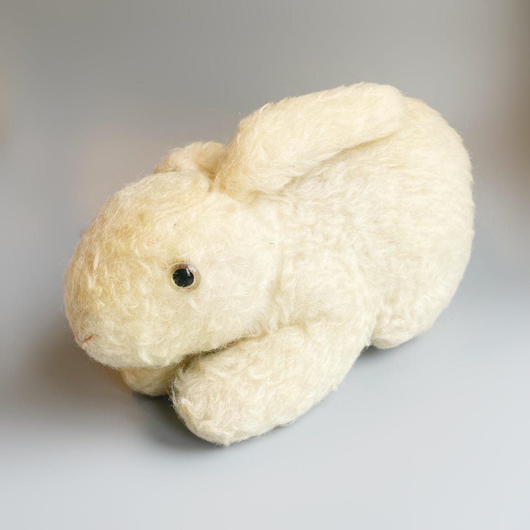 Antique Rabbit Teddy, Farnell's Alpha Toys, Wool Glass Eyed White Bunny ...