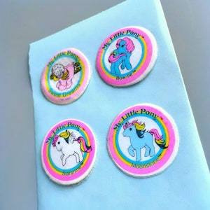 My Little Pony Vintage Puffy Stickers, G1 My Little Pony Stickers, Starshine Sticker, Moonstone Sticker, Bow-Tie Sticker, Sweet Dream MLP