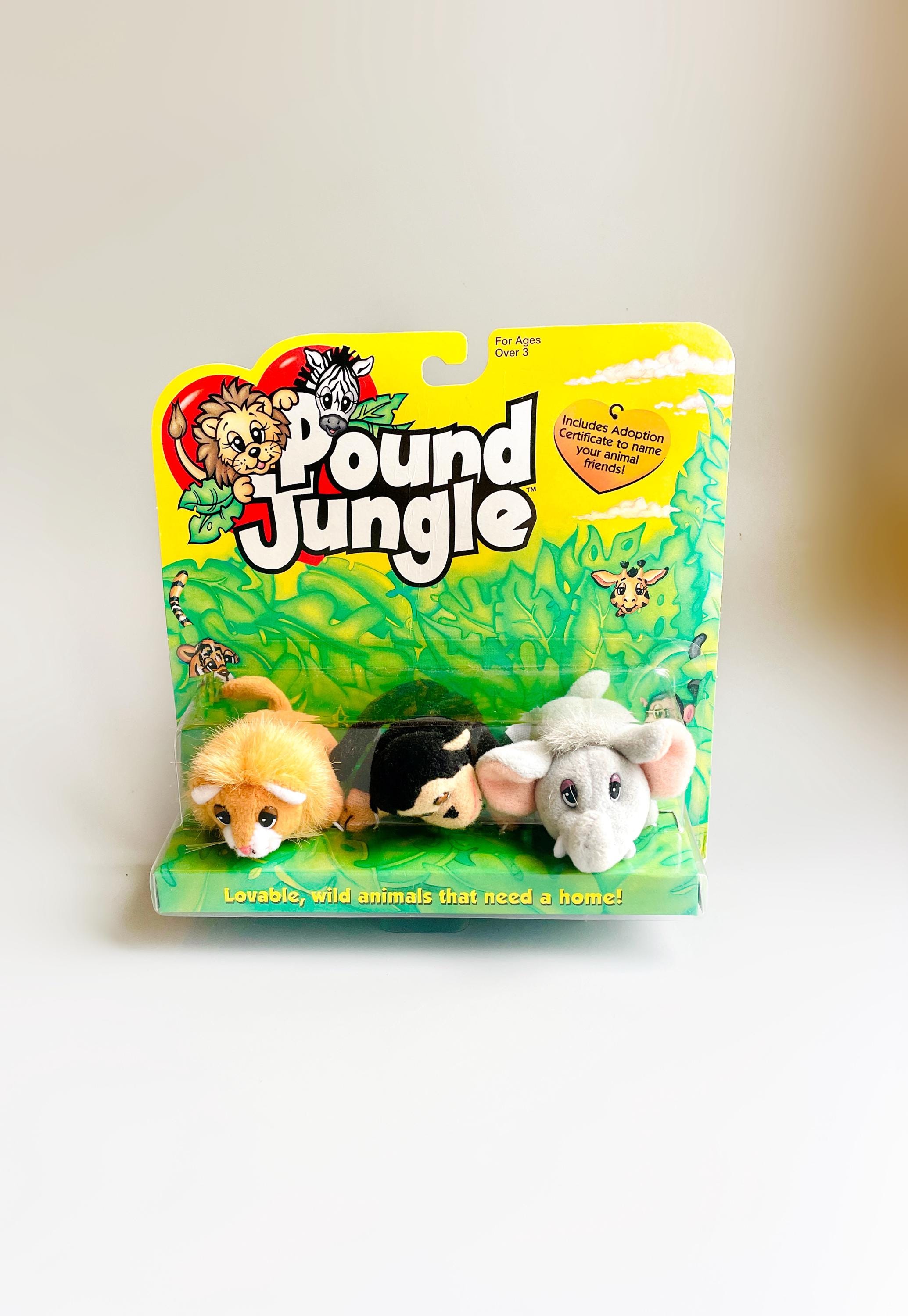 Pound Jungle Plush, Pound Puppies Wild Animals NOS Vintage Carded