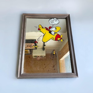 Vintage Snoopy Spiegel, Snoopy Bildspiegel, Vintage Snoopy Hund Woodstock Peanuts Sammlerstücke, Snoopy Pilot Auswerfen Woodstock