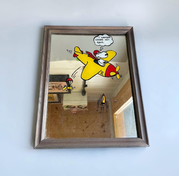 Vintage Snoopy Mirror, Snoopy Picture Mirror, Vintage Snoopy