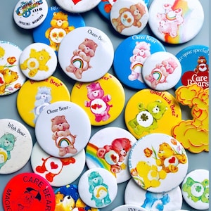 Vintage Care Bear Button Badges- CHOOSE YOUR OWN - True Vintage Badges Care Bears, Care Bear Club Pin Badges 80&#39;s 90&#39;s