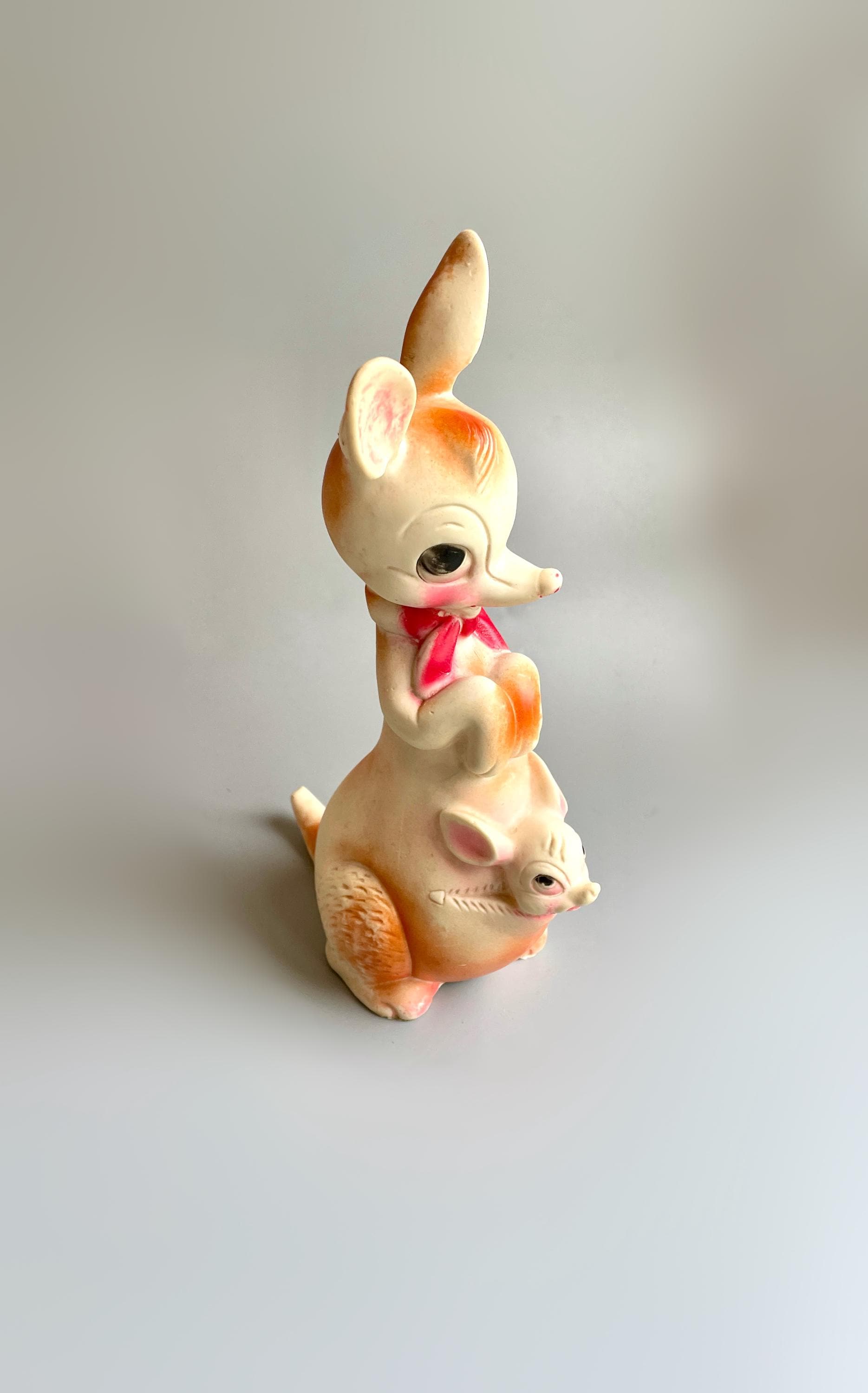Kangaroo and Joey Squeak Toy, Edward Mobley Vintage Rubber Squeak