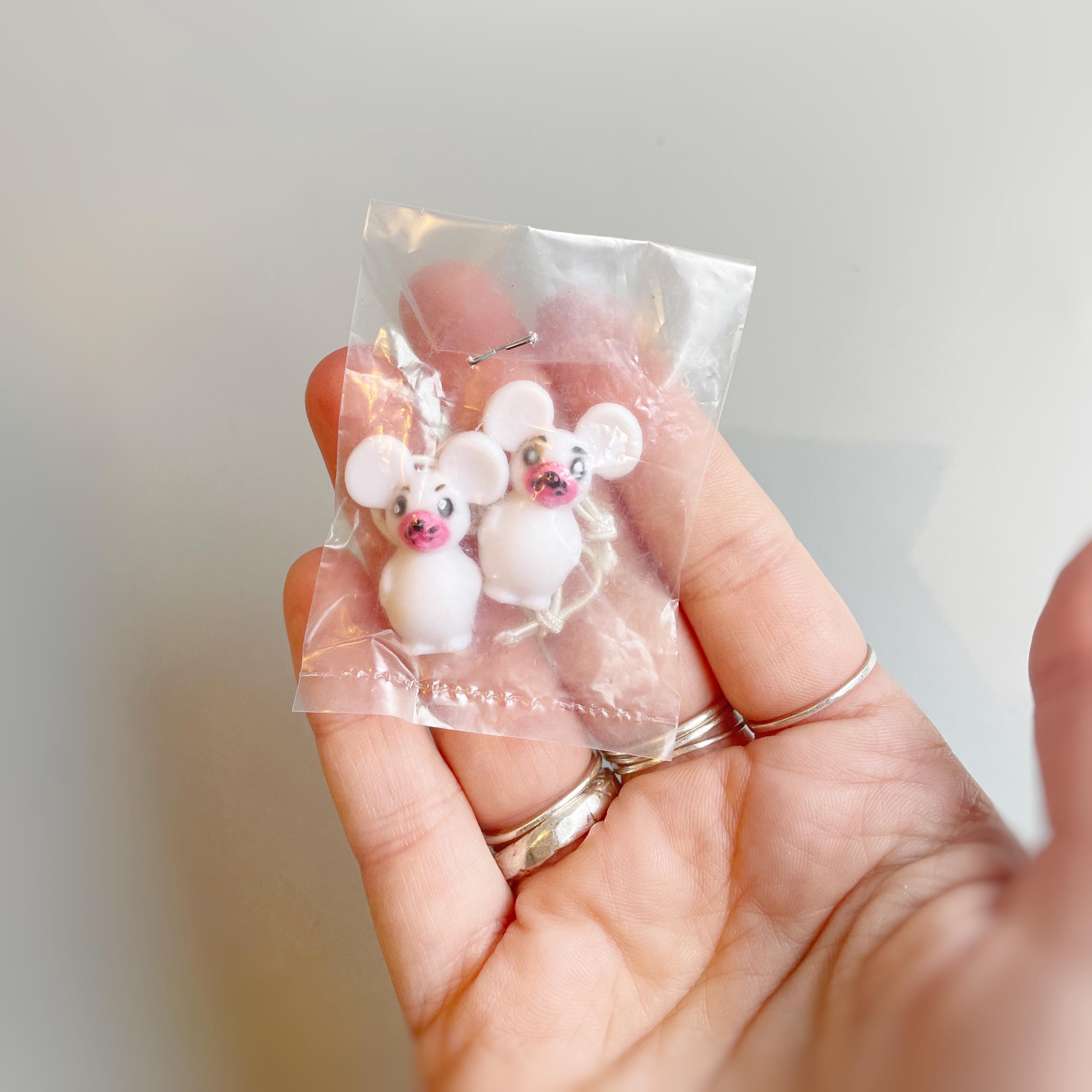 Bluebird Cheeky Mouse Mini Hair Bobble Set, 80's White Plastic