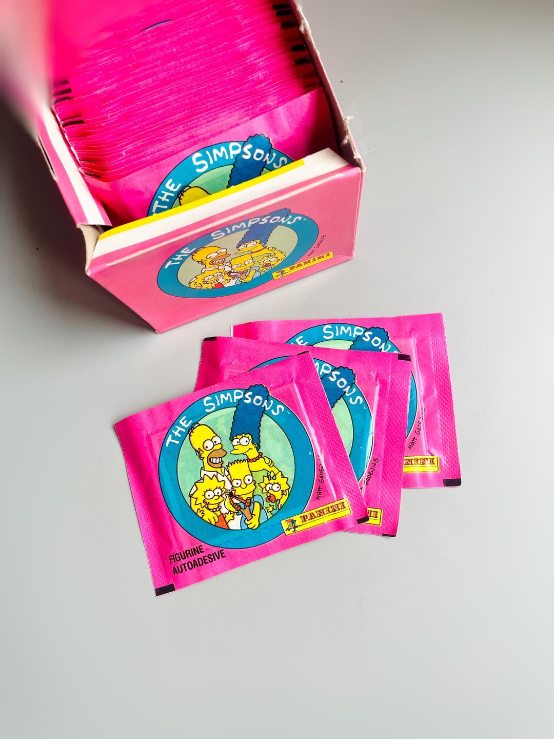 Pegatinas de panini de Los Simpson de 1991, pegatinas vintage de