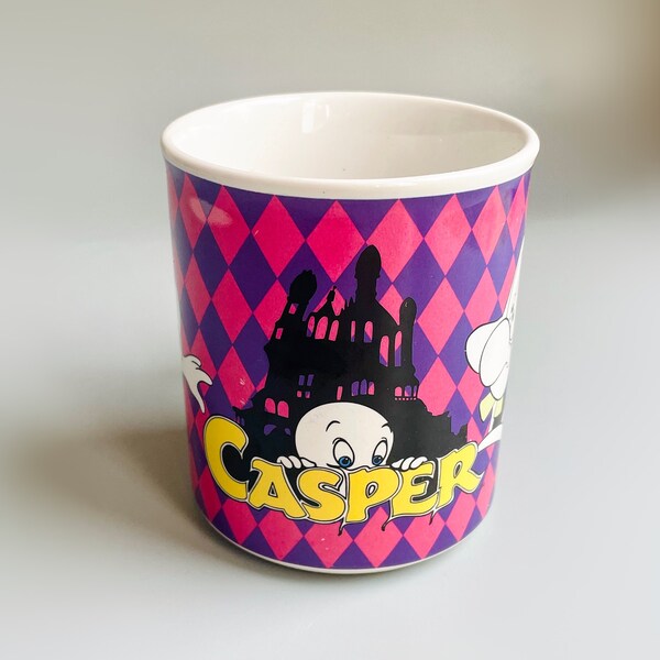 1997 Casper The Friendly Ghost Mug, Pink Purple 90's Casper Ghost Mug, Harvey Comics Ceramic Casper Ghost, Fatso Stretch Stinkie