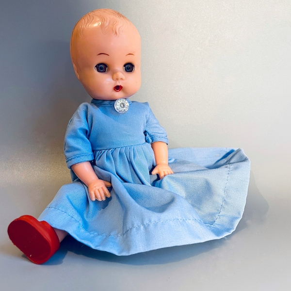 Vintage Reliable Toy Co Canada Doll, Cute Plastic Dolly, Vintage Small Blinking Doll, Sweet Small Doll