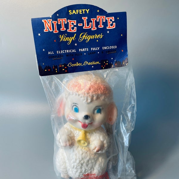 Kitsch Lamb Vintage Night Light, Combex Creations Nite Lite Sealed 1950s / 1960’s Cute Vinyl Toy, Nostalgic Lamb Lamp, Combex