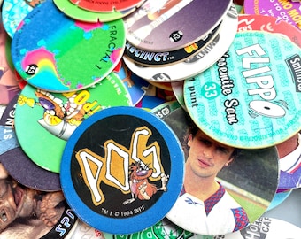 90's Vintage Lot 177 Highly Collectable Pogs With A Magic The Gathering Binder