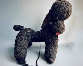 50's Musical Poodle, Merrythought Black Vintage Poodle, Stuffed Toy Merry Thought, 50’s 60’s toys