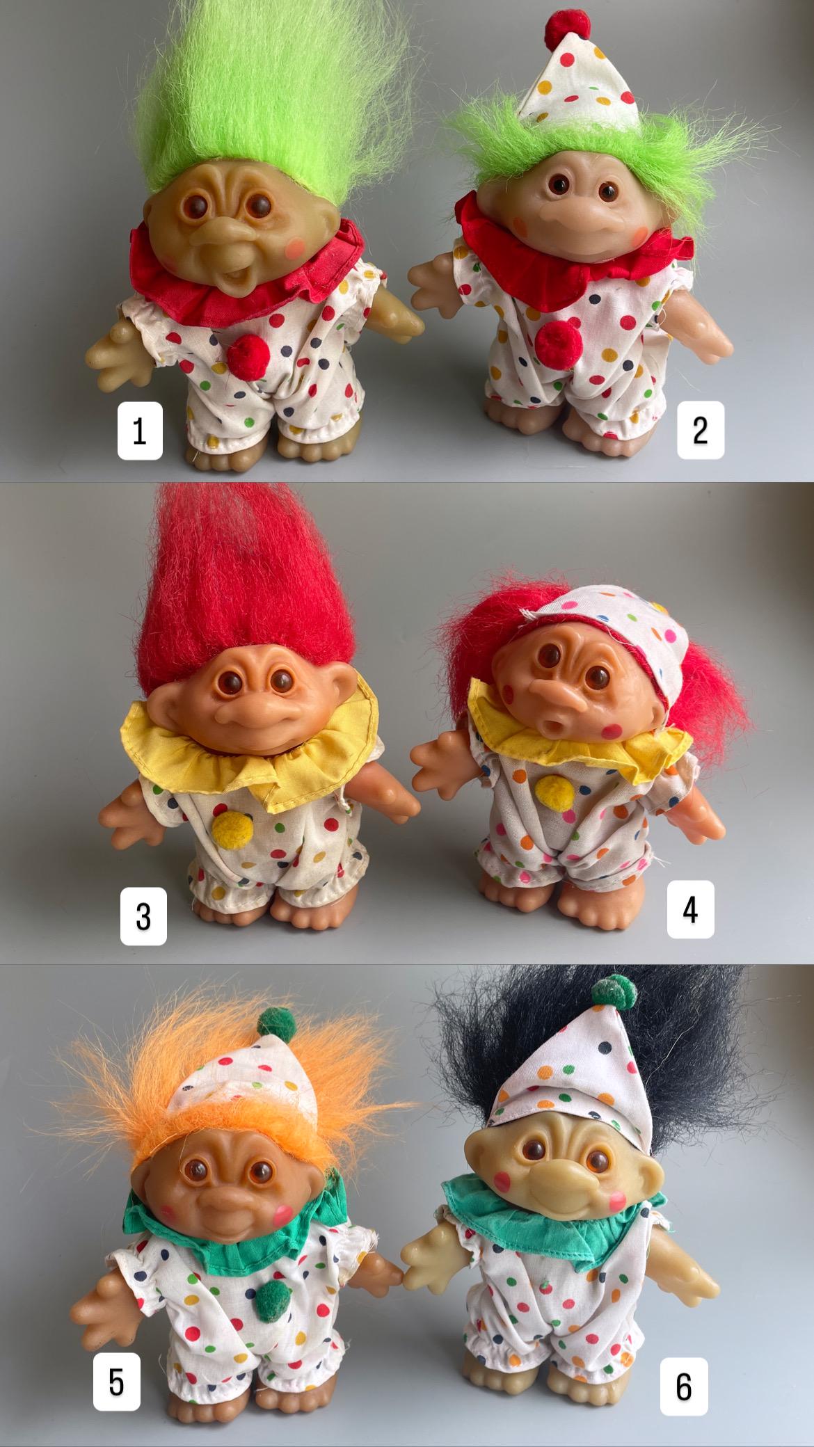 Vintage Dam Troll Clown, CHOOSE YOUW OWN, Dam Norfin Troll, 80's