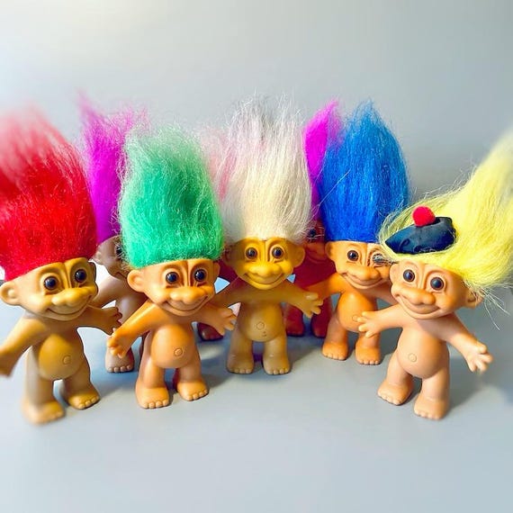 24 Statuine Troll Fortunati Retrò - Colorate Con Capelli Funky - Ideali Per Bomboniere, Sacchetti Festa, Pinata E Decorazione Torte