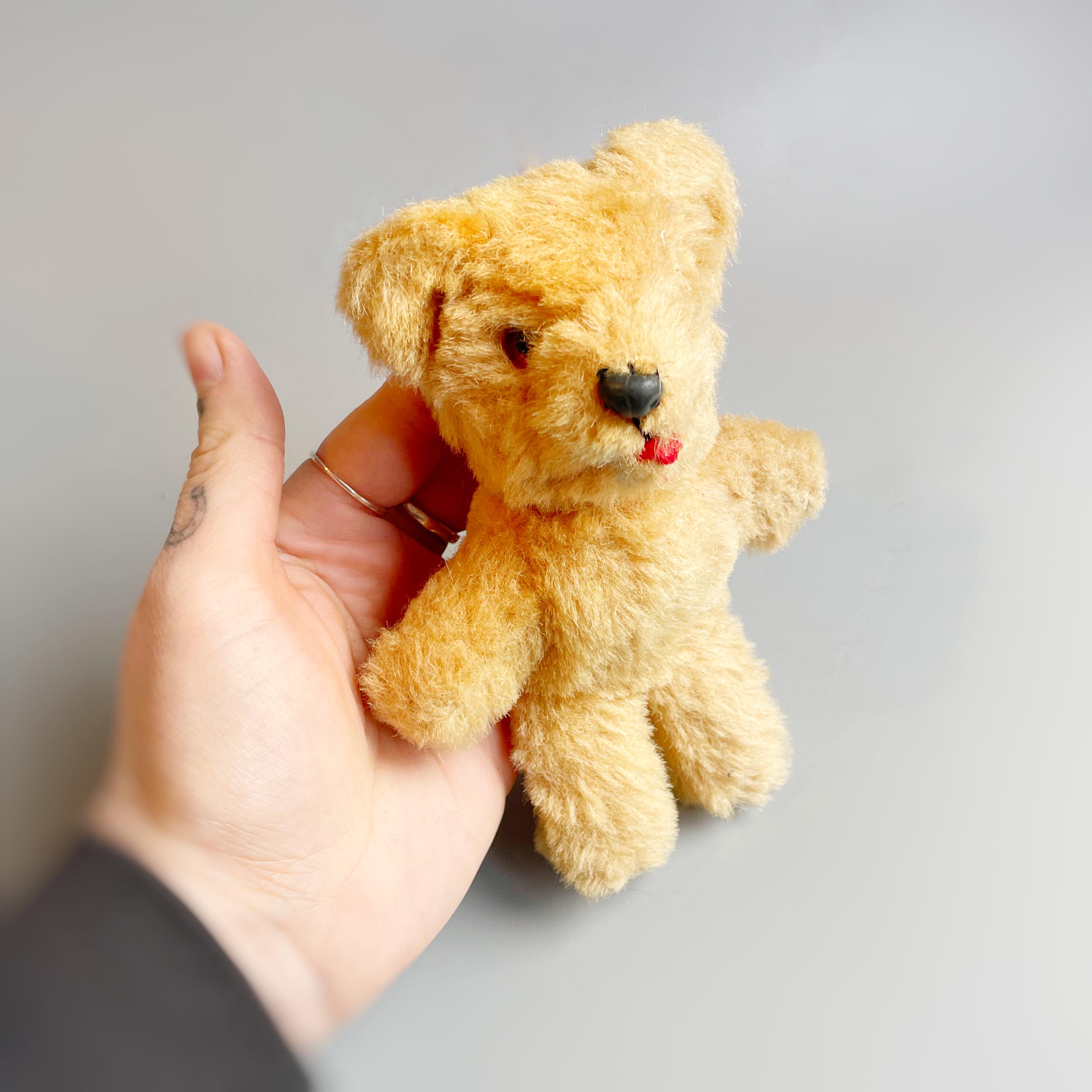 Vintage Mini Teddy Bear, Small Aged Tiny Bear, 1960's 70's Teddy