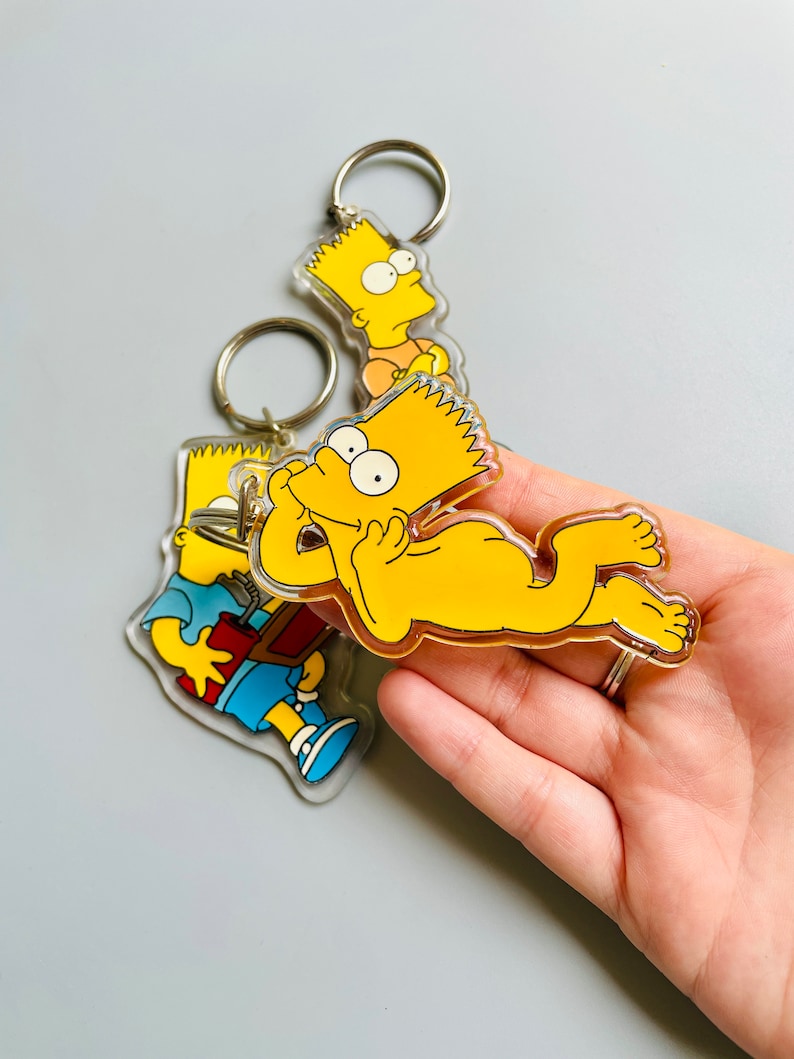 Vintage Bart Simpson Keyring, 90's Bart Simpson Plastic Key Chain, Bart ...