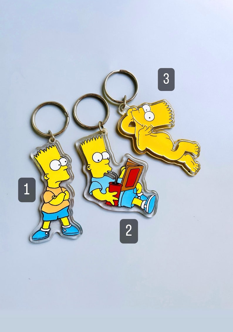 Vintage Bart Simpson Keyring, 90's Bart Simpson Plastic Key Chain, Bart ...